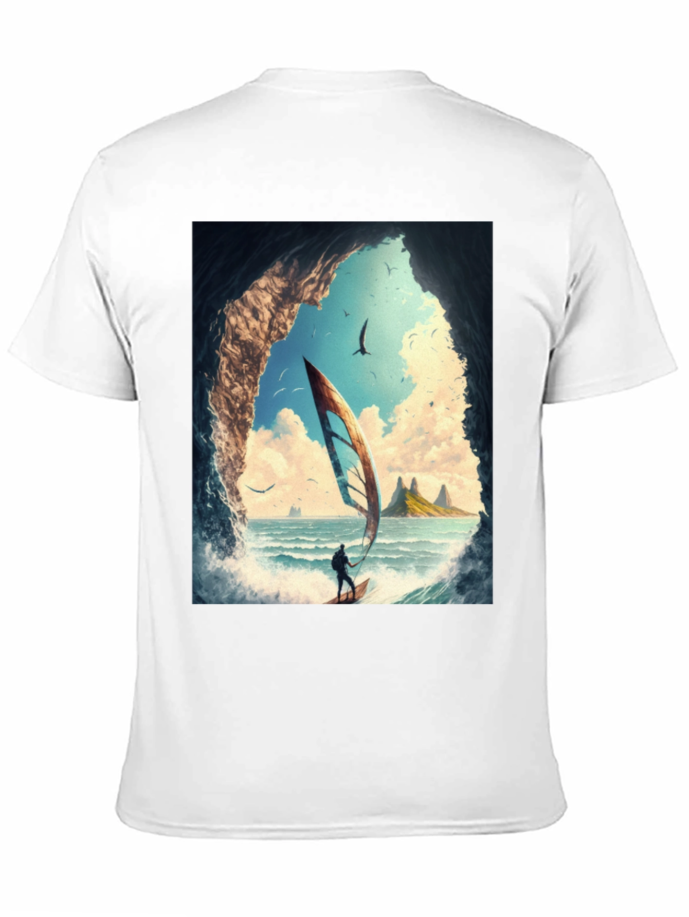 Windsurf Cave View Graphic Tee - Black Casual T-Shirt