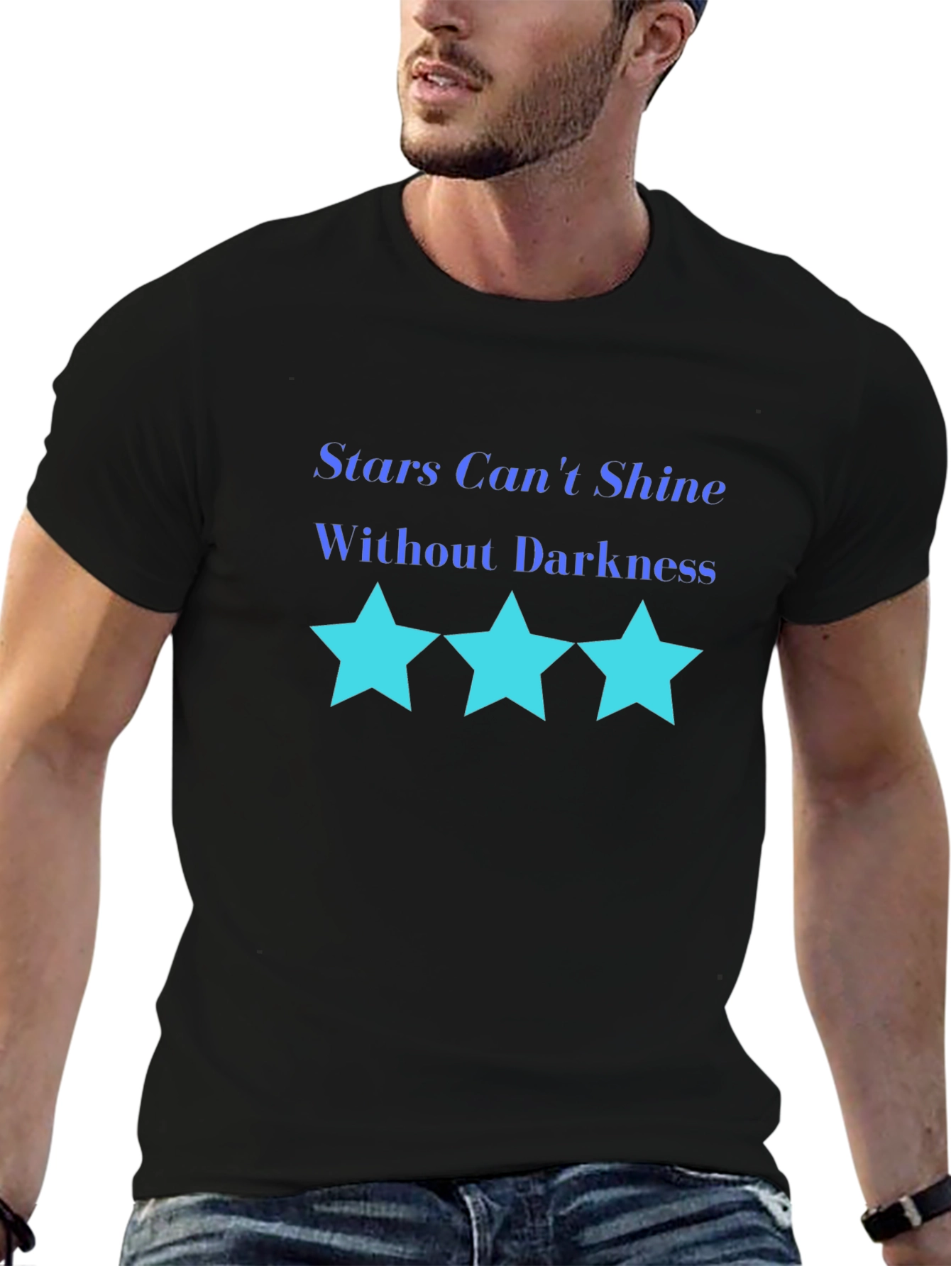 Inspirational Stars Graphic Black T-Shirt