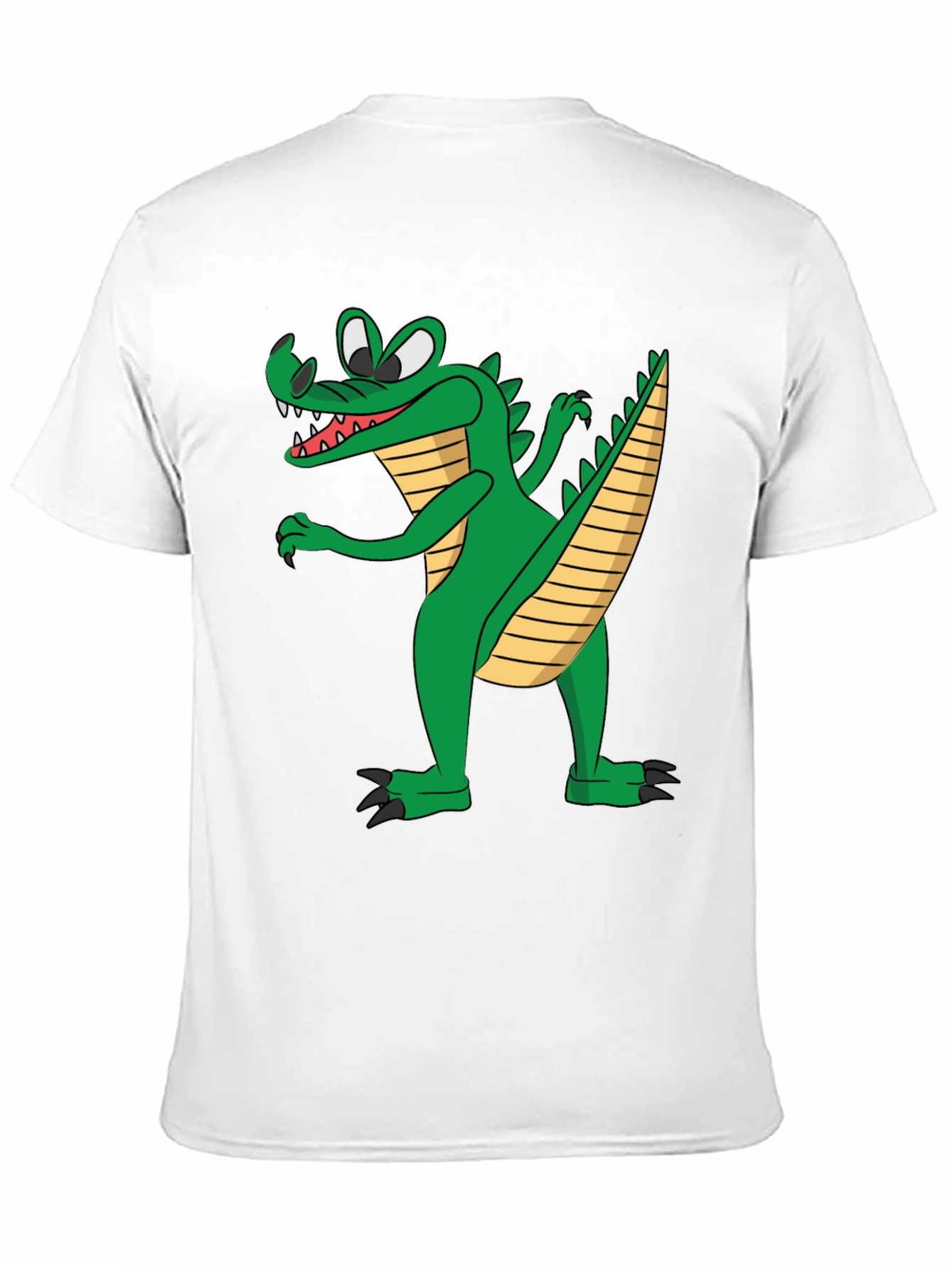 Cartoon Crocodile Graphic Tee - Black Cotton T-Shirt
