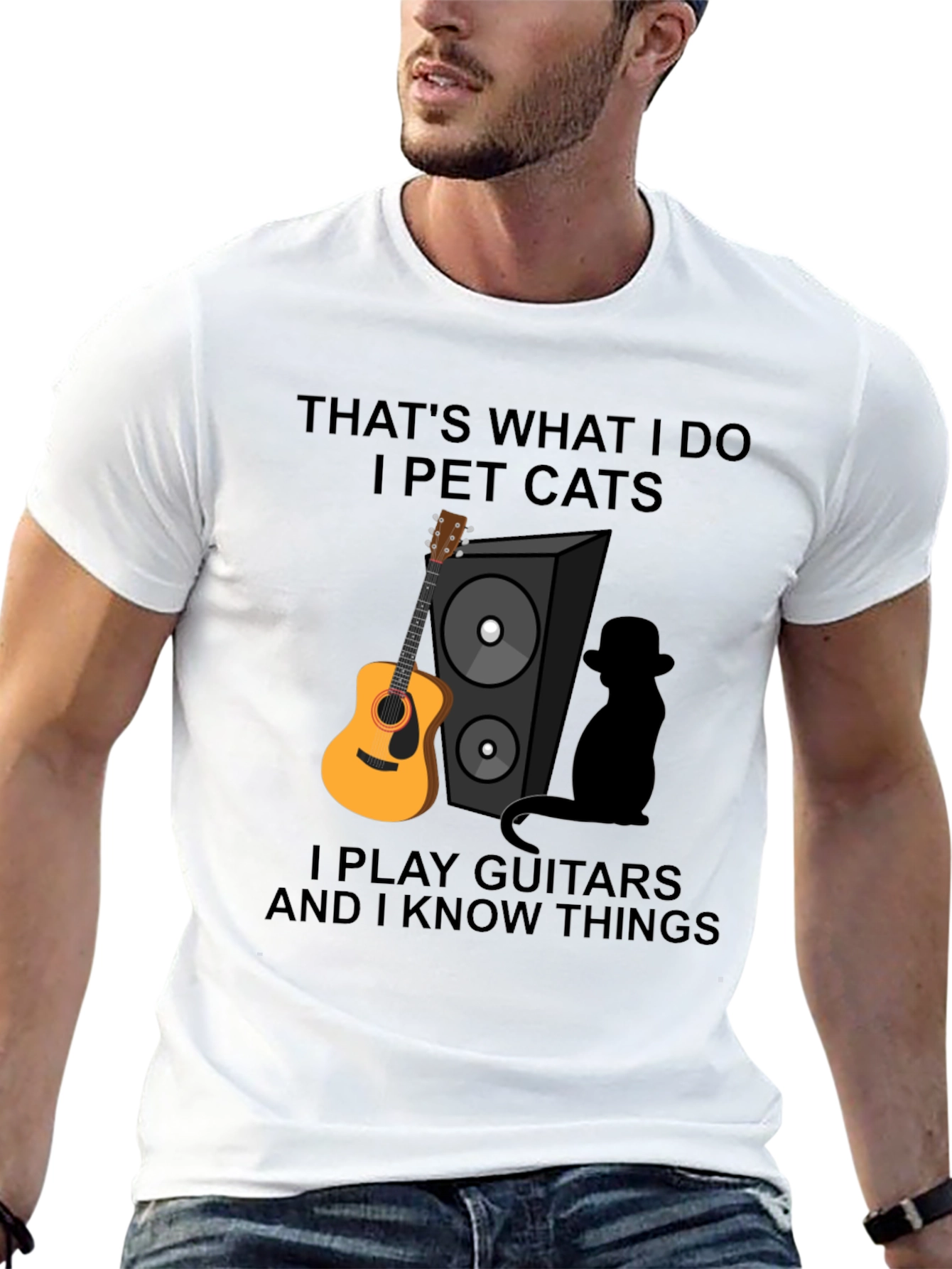 Thats What I Do Funny Cat & Guitar T-Shirt