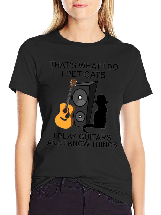 Thats What I Do Funny Cat & Guitar T-Shirt