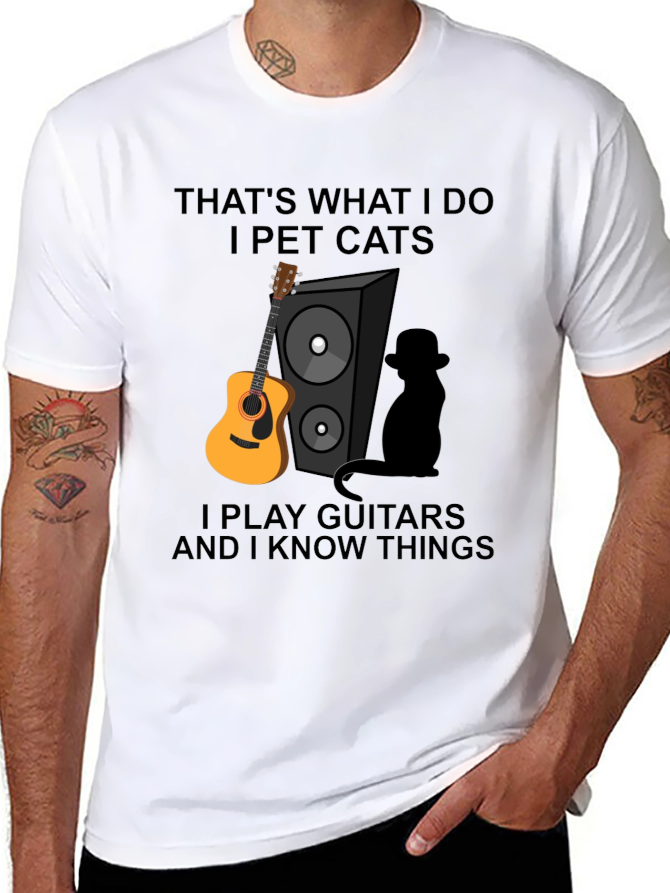 Thats What I Do Funny Cat & Guitar T-Shirt