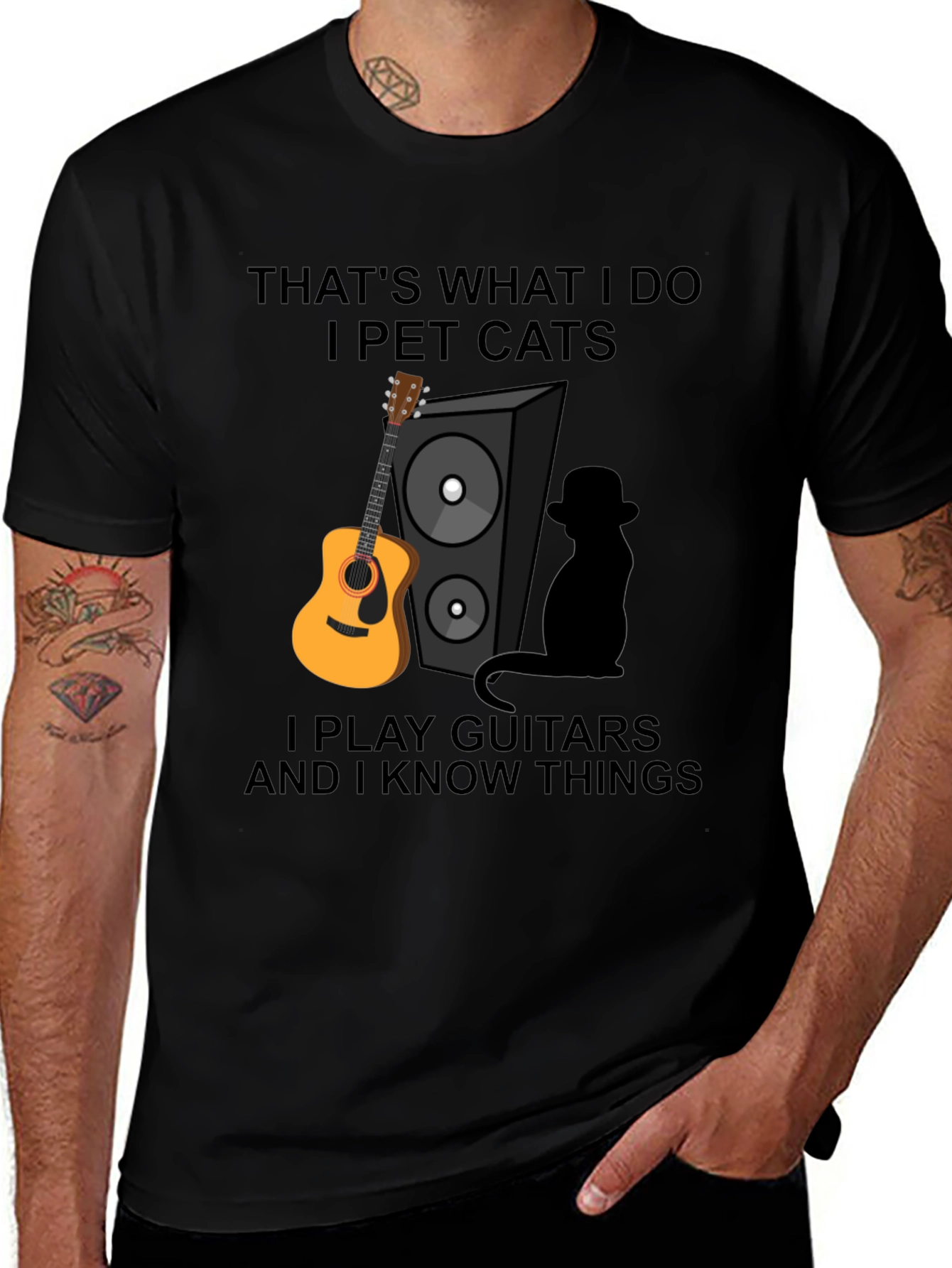 Thats What I Do Funny Cat & Guitar T-Shirt