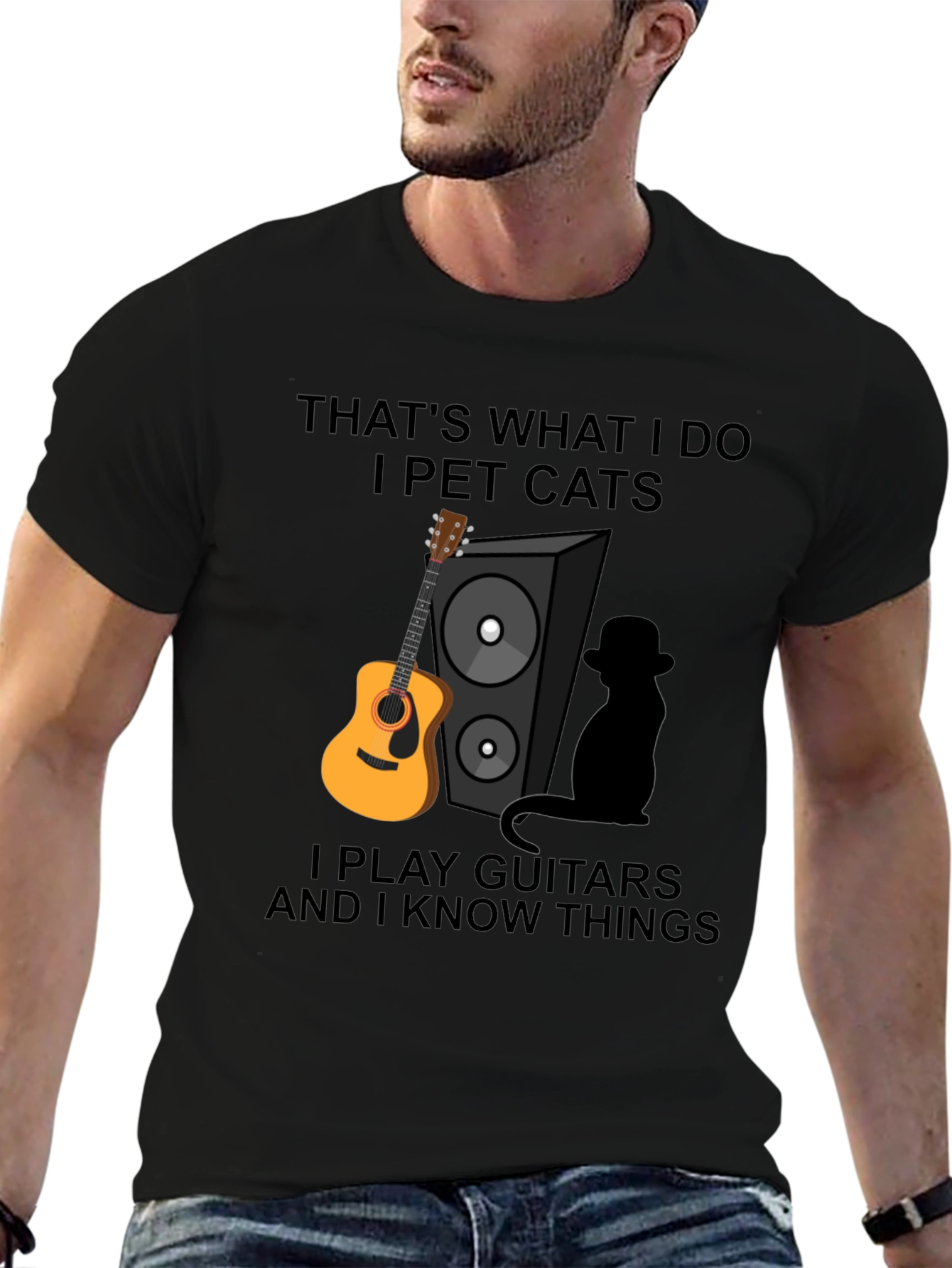 Thats What I Do Funny Cat & Guitar T-Shirt
