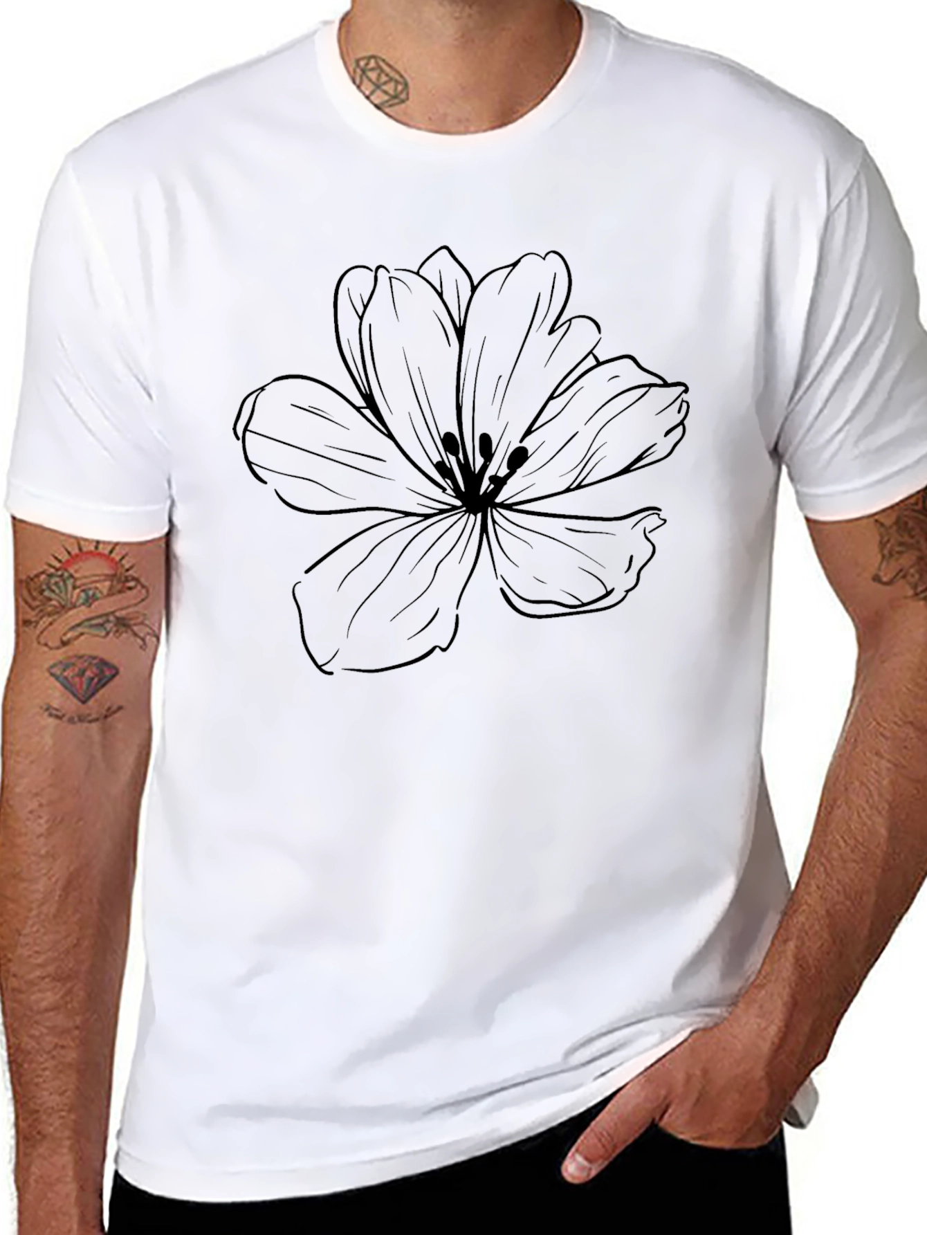 Black Floral Graphic Tee - Casual Comfort