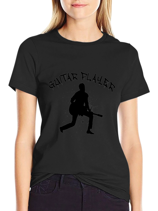 Guitar Player Graphic Tee - Black Cotton T-Shirt