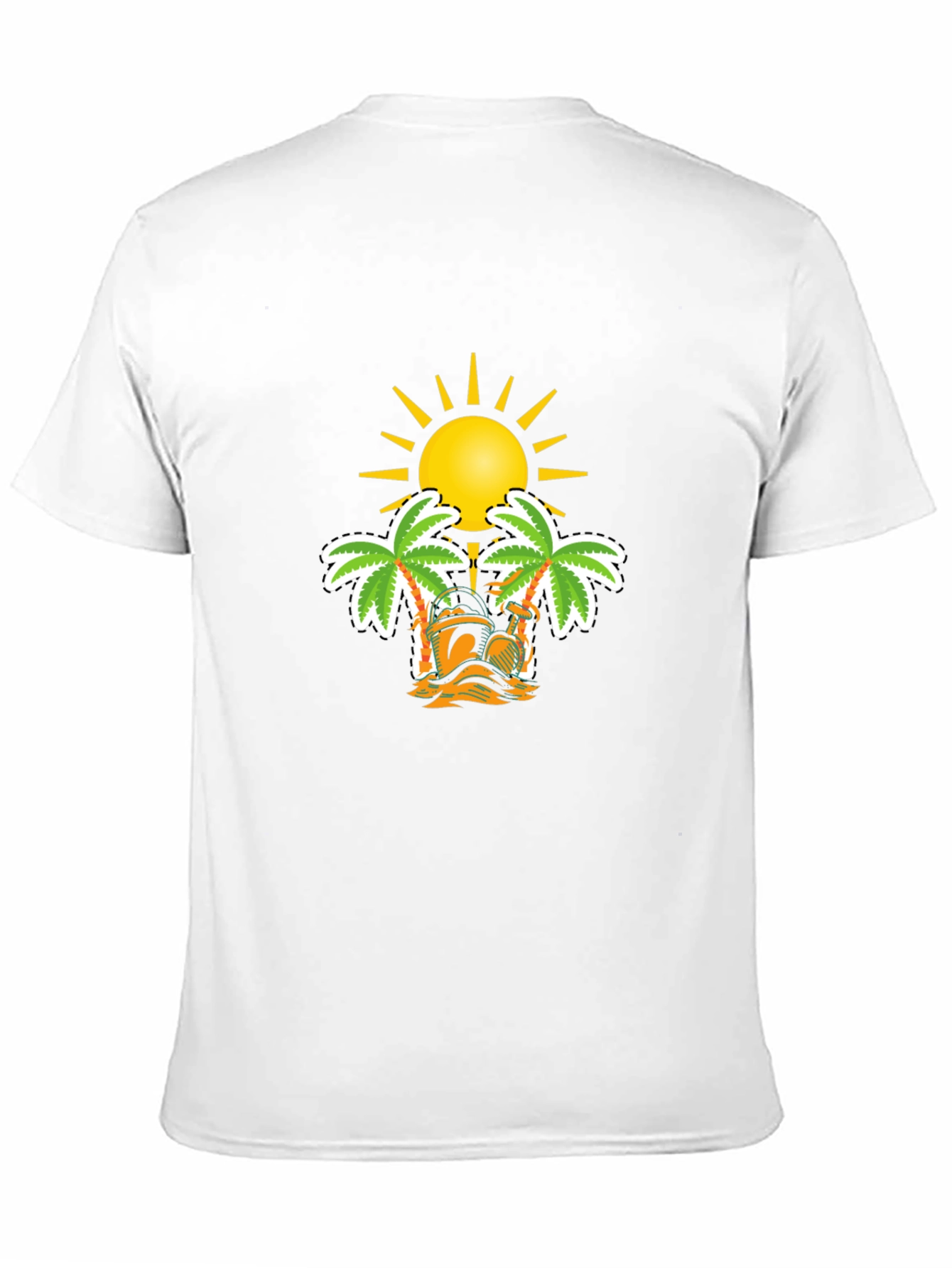 Tropical Sun & Palm Tree Graphic Black T-Shirt