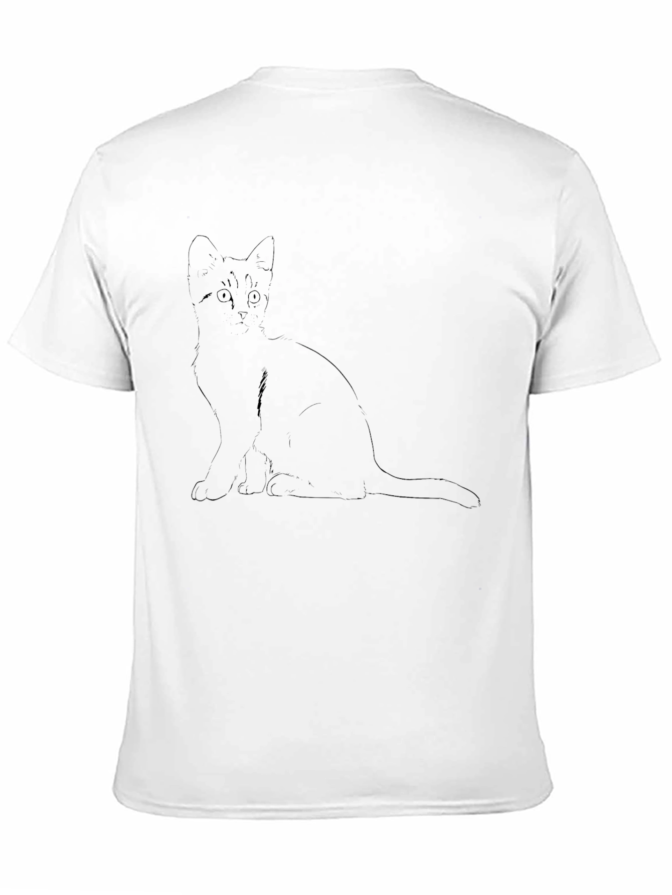 Cat Outline Graphic Tee - Black