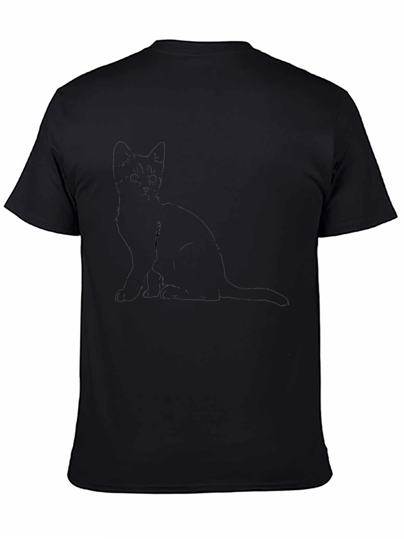 Cat Outline Graphic Tee - Black