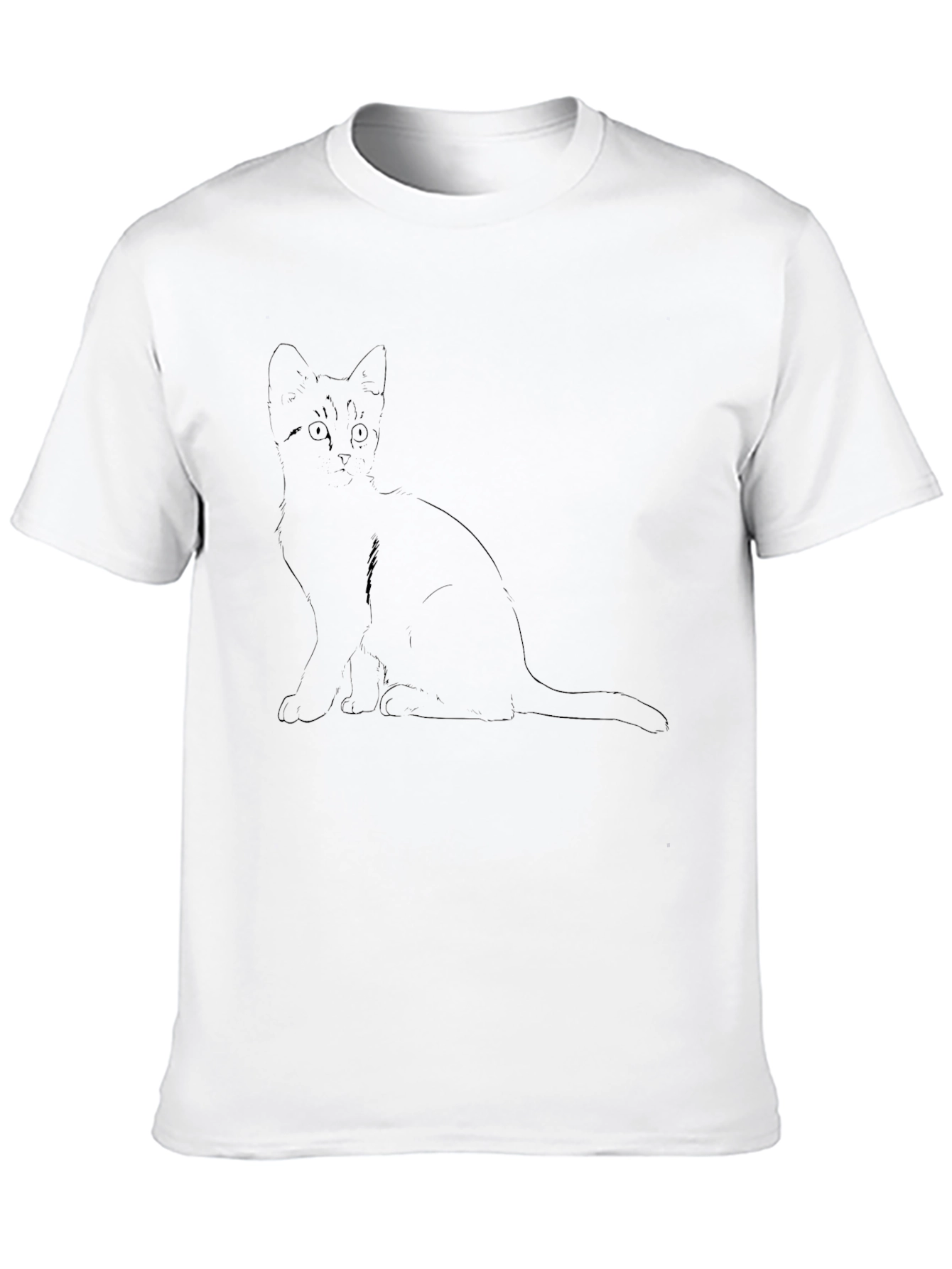 Cat Outline Graphic Tee - Black