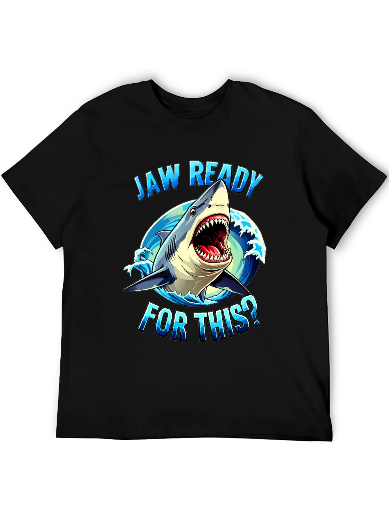 Jaw Ready Shark Graphic Tee - Black Cotton T-Shirt