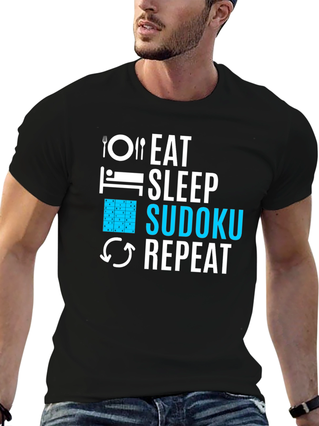 Eat Sleep Sudoku Repeat Graphic T-Shirt