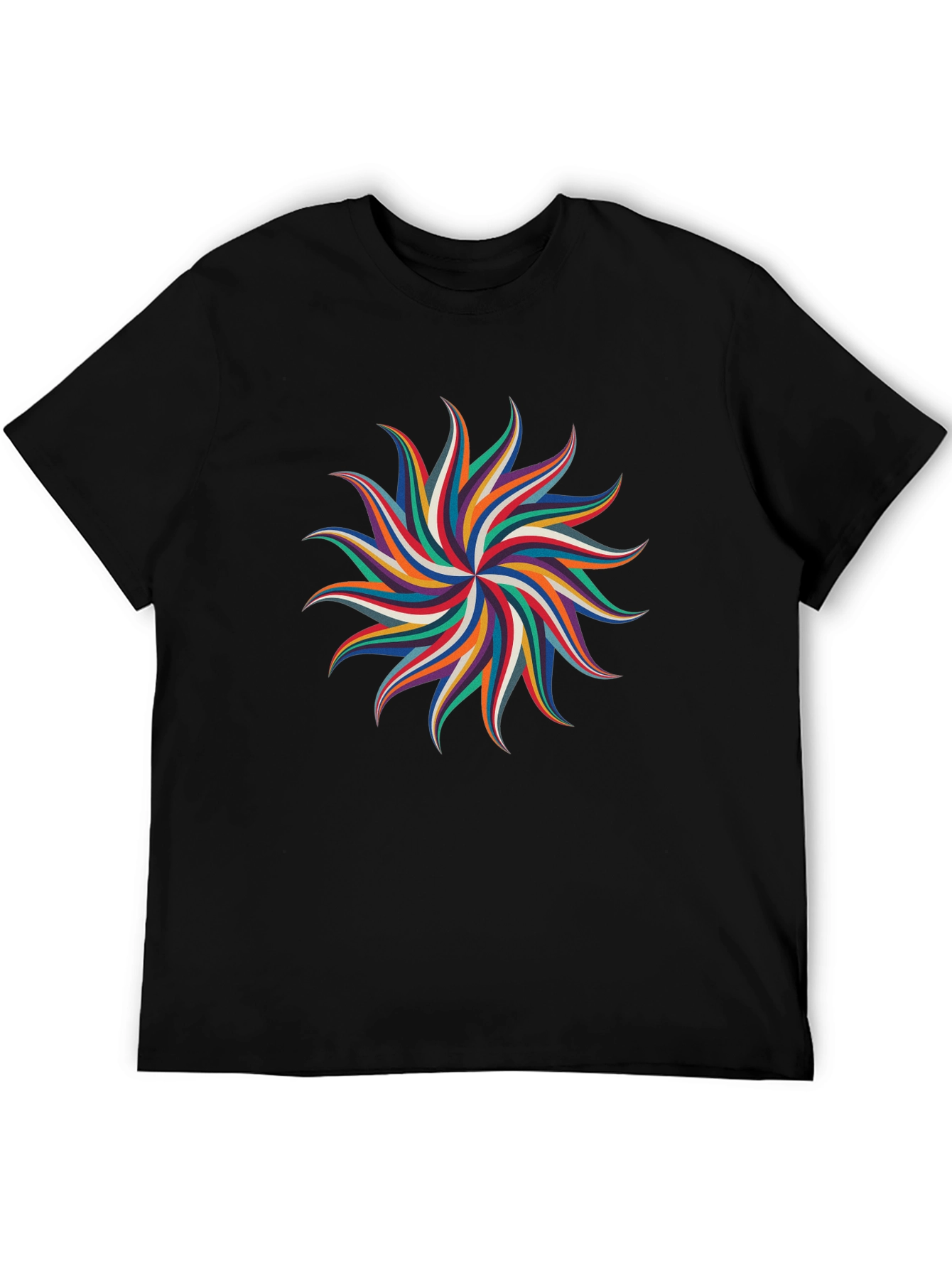 Abstract Geometric Rainbow Starburst Graphic Tee