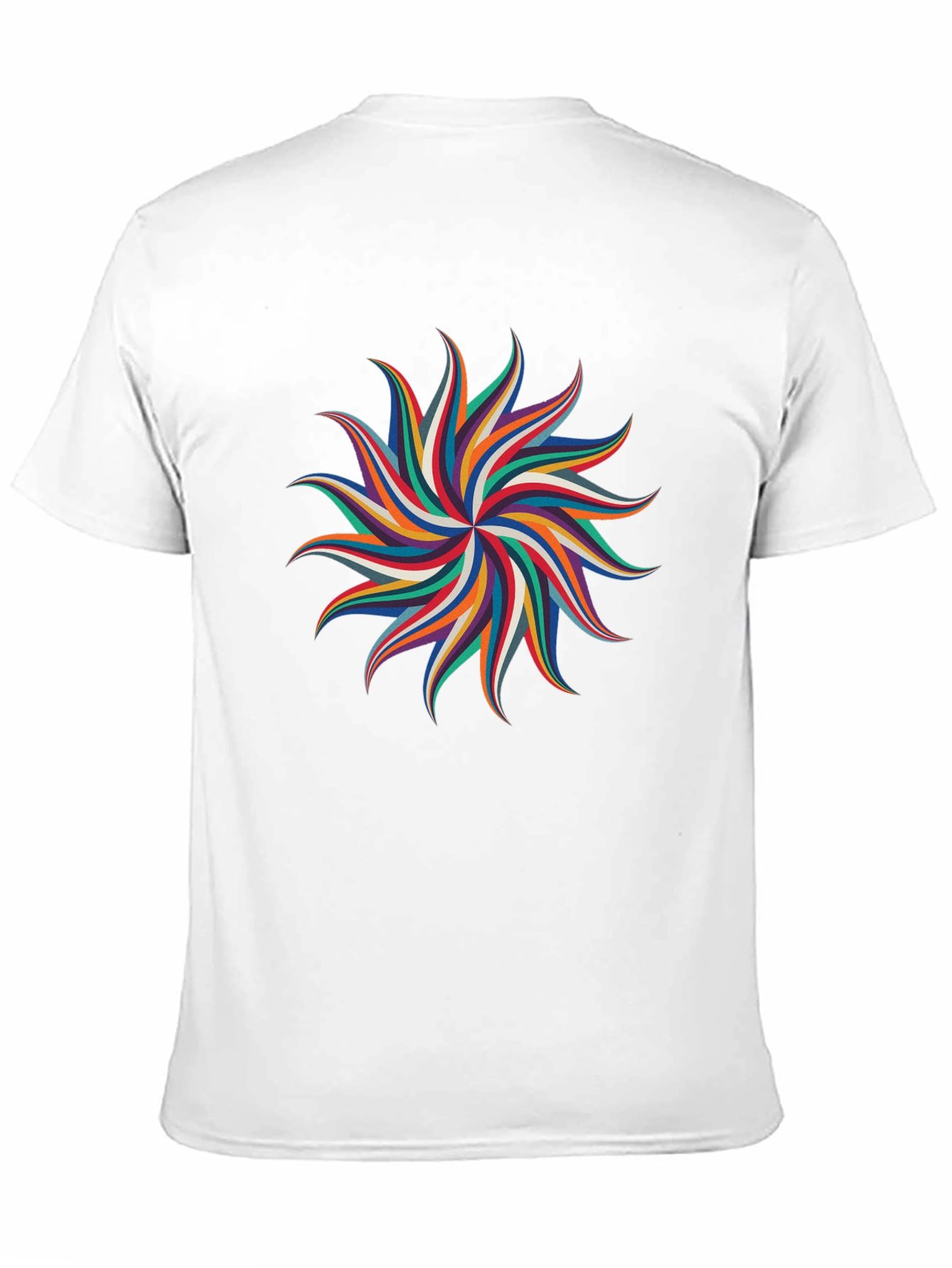 Abstract Geometric Rainbow Starburst Graphic Tee