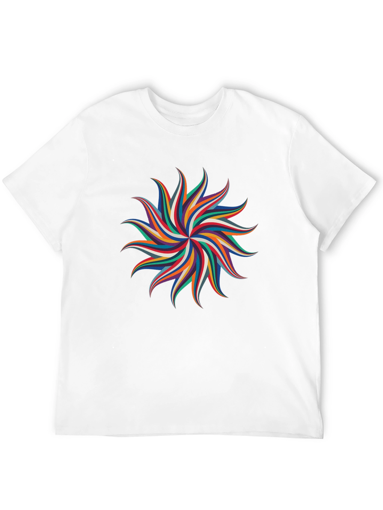 Abstract Geometric Rainbow Starburst Graphic Tee