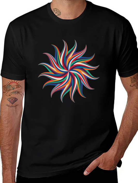 Abstract Geometric Rainbow Starburst Graphic Tee