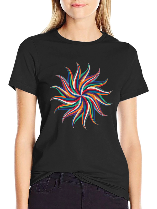 Abstract Geometric Rainbow Starburst Graphic Tee