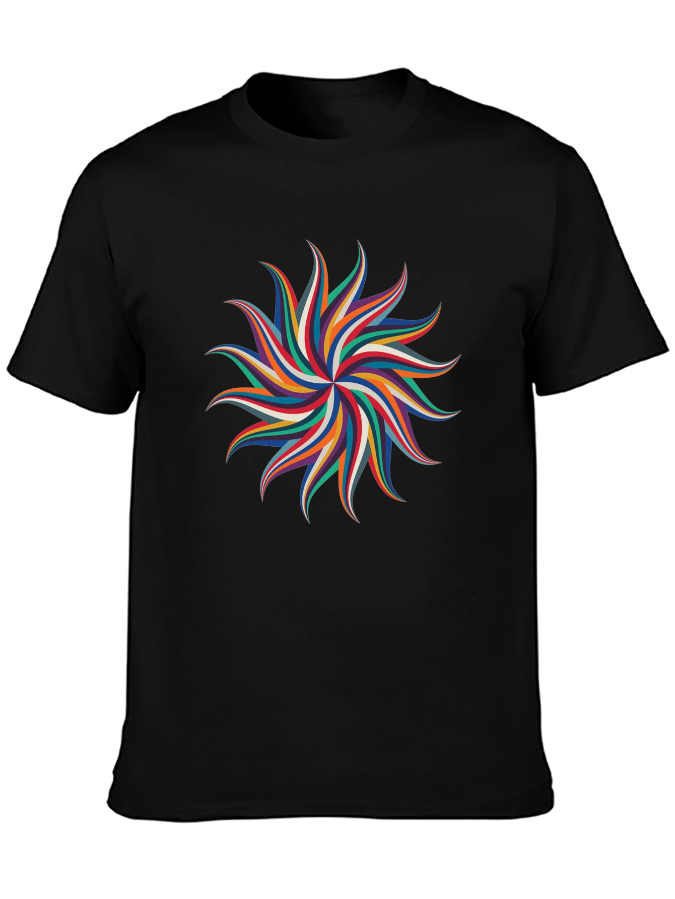 Abstract Geometric Rainbow Starburst Graphic Tee