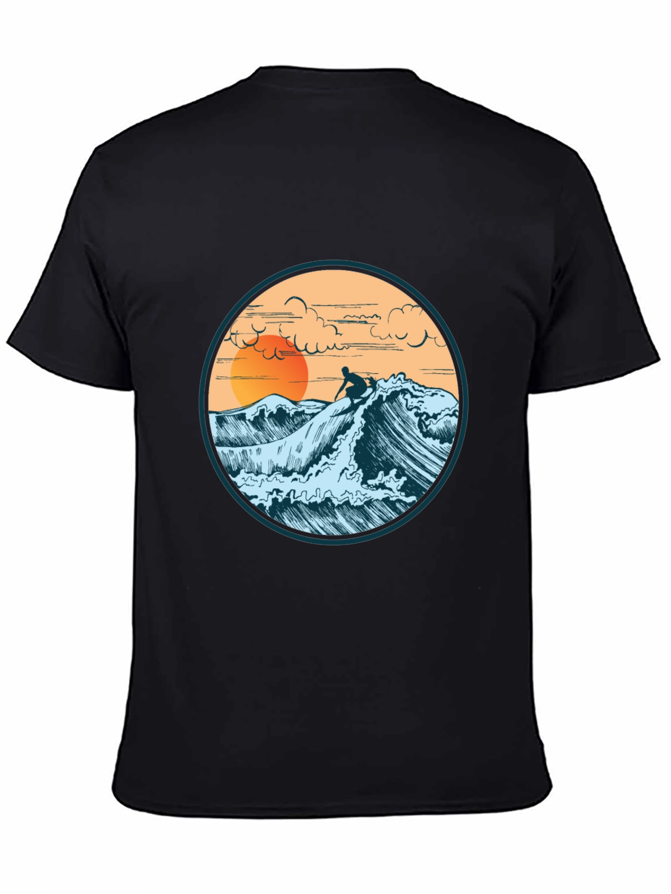 Surfer Graphic Tee - Sunset Wave Design