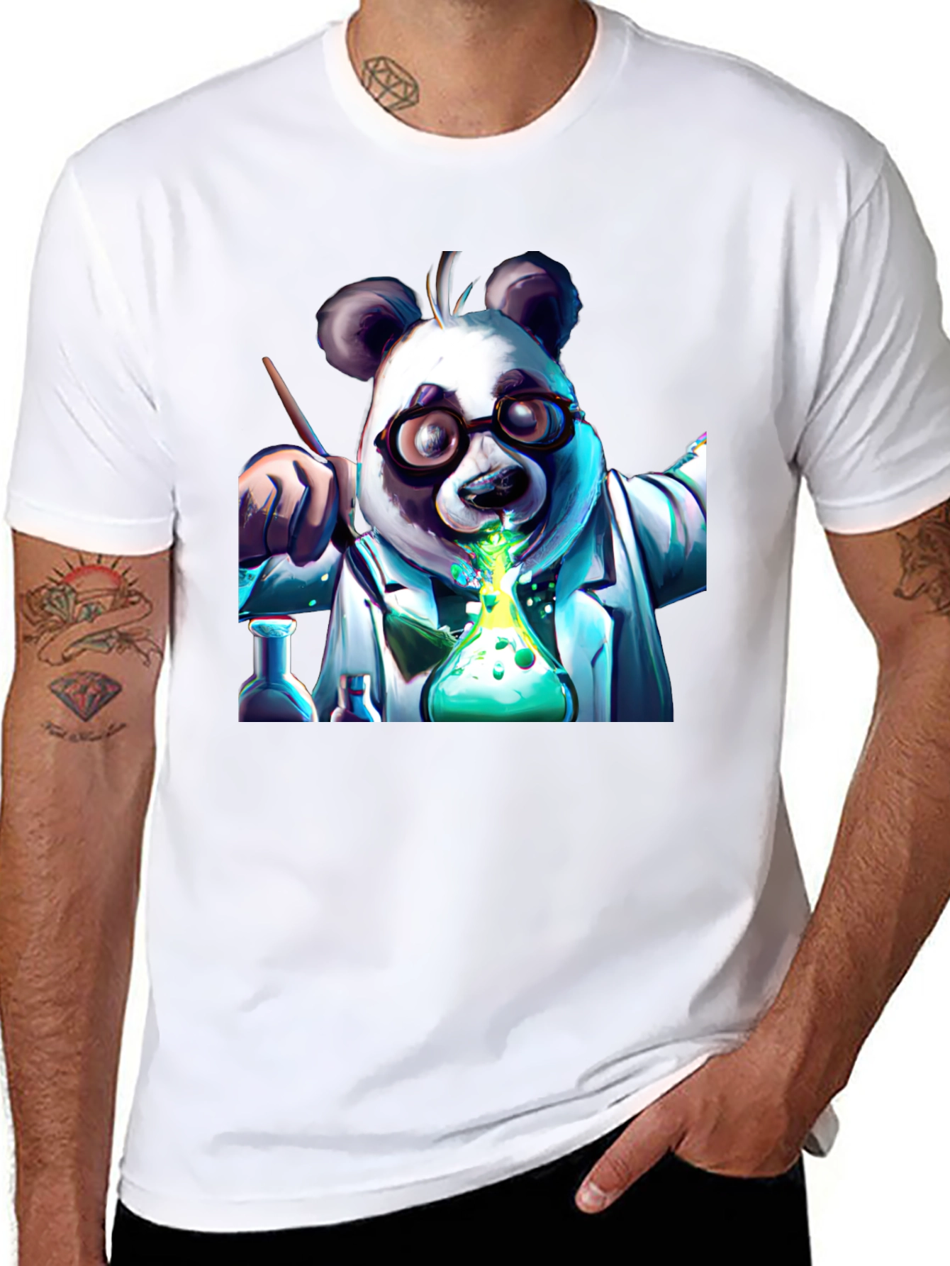Panda Scientist Graphic T-Shirt - Cool Experiment Design