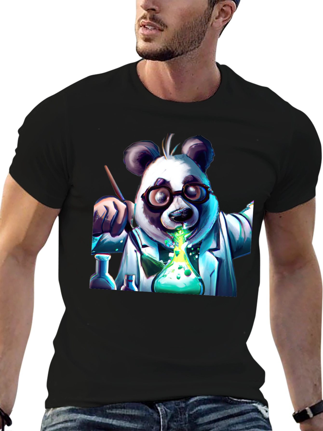 Panda Scientist Graphic T-Shirt - Cool Experiment Design