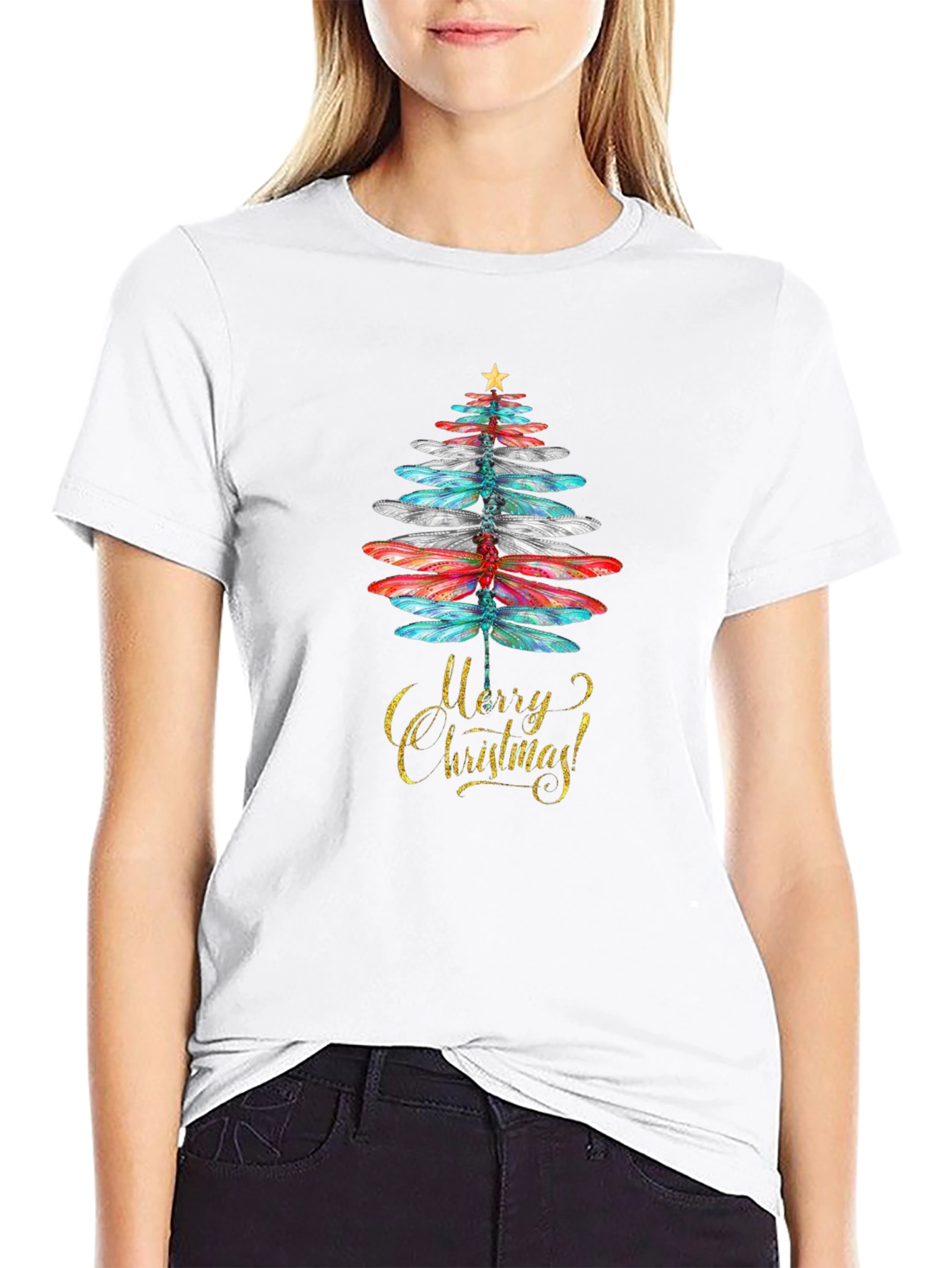Dragonfly Christmas Tree Holiday Tee