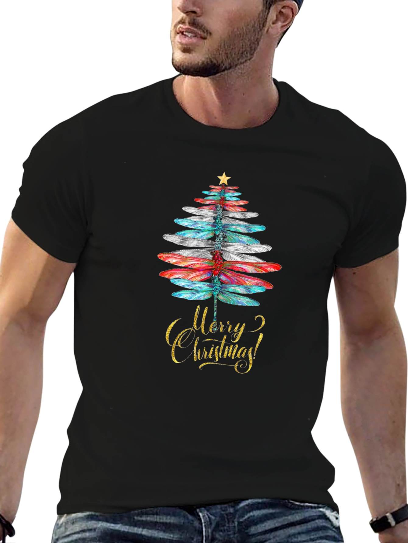 Dragonfly Christmas Tree Holiday Tee