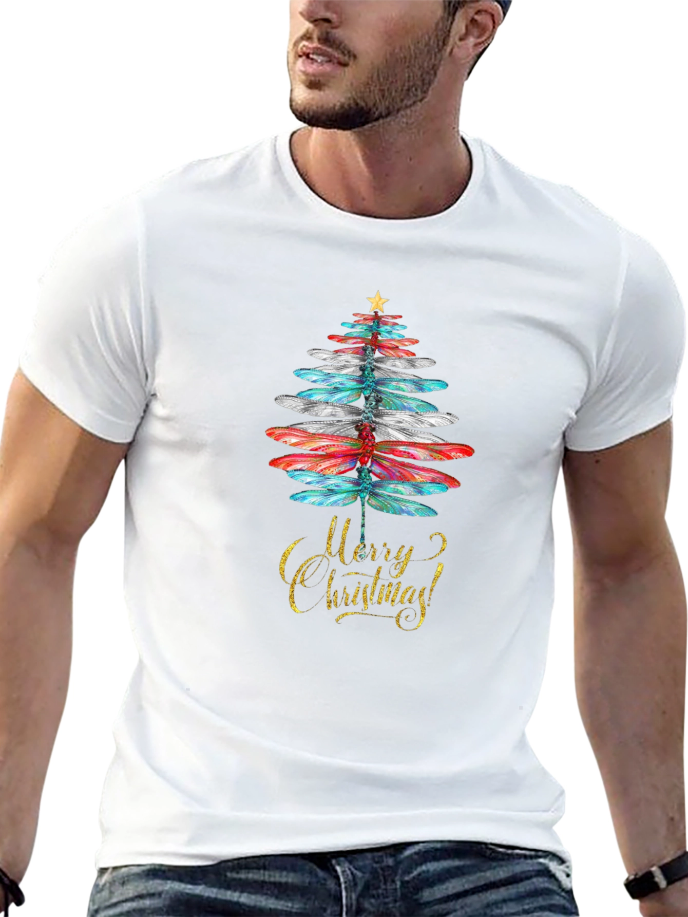 Dragonfly Christmas Tree Holiday Tee