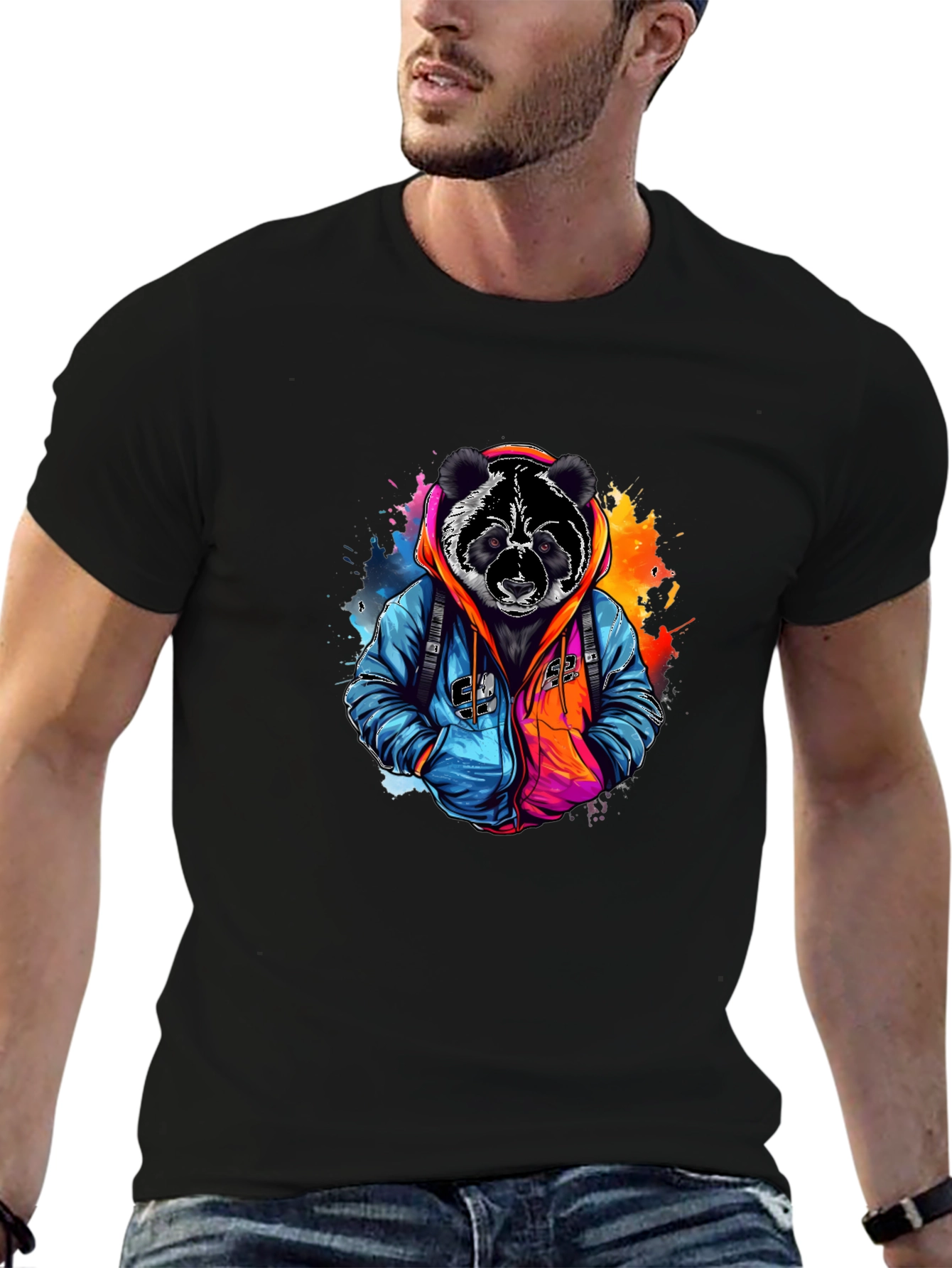 Cool Panda Graphic Tee - Black
