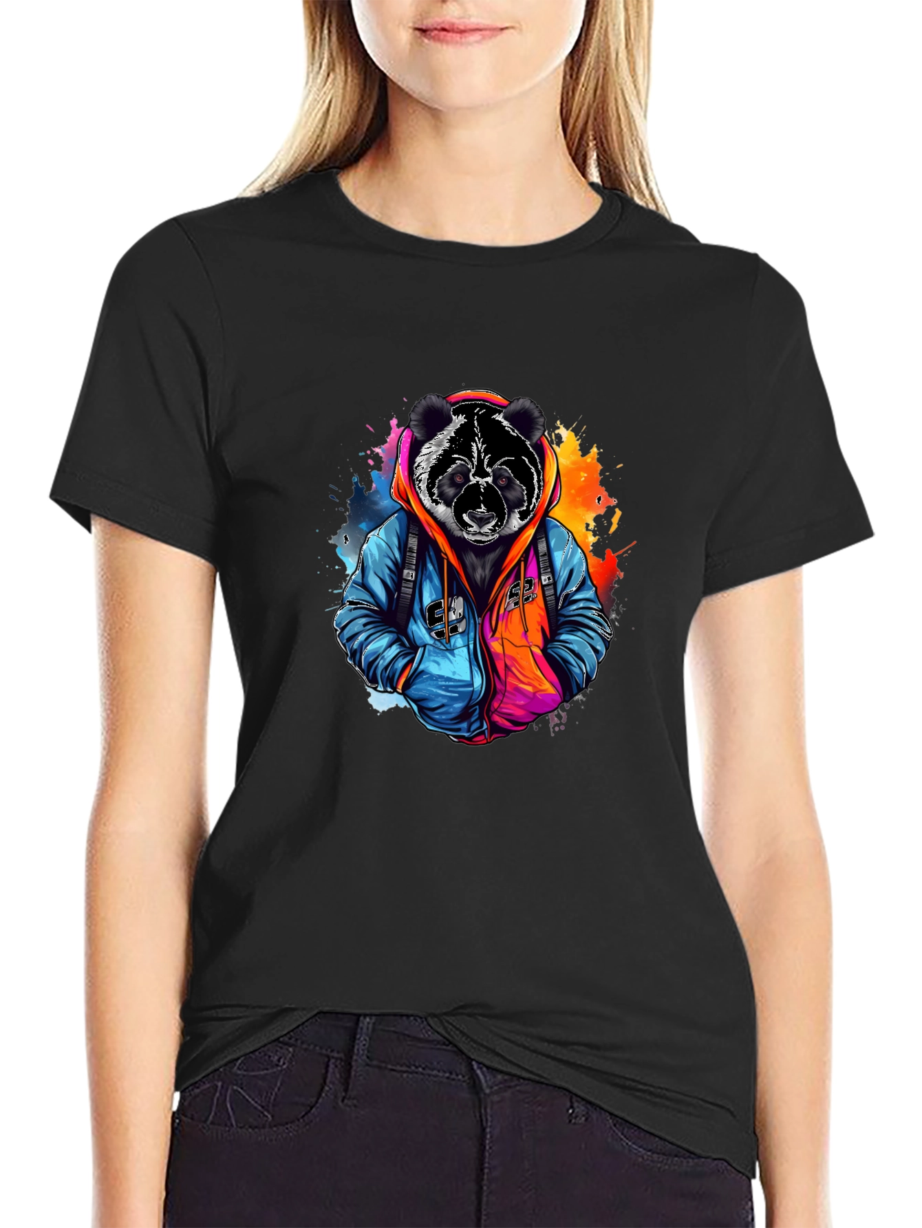 Cool Panda Graphic Tee - Black