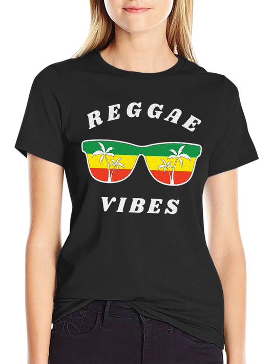Reggae Vibes T-Shirt - Rasta Colors Palm Tree Sunglasses Tee