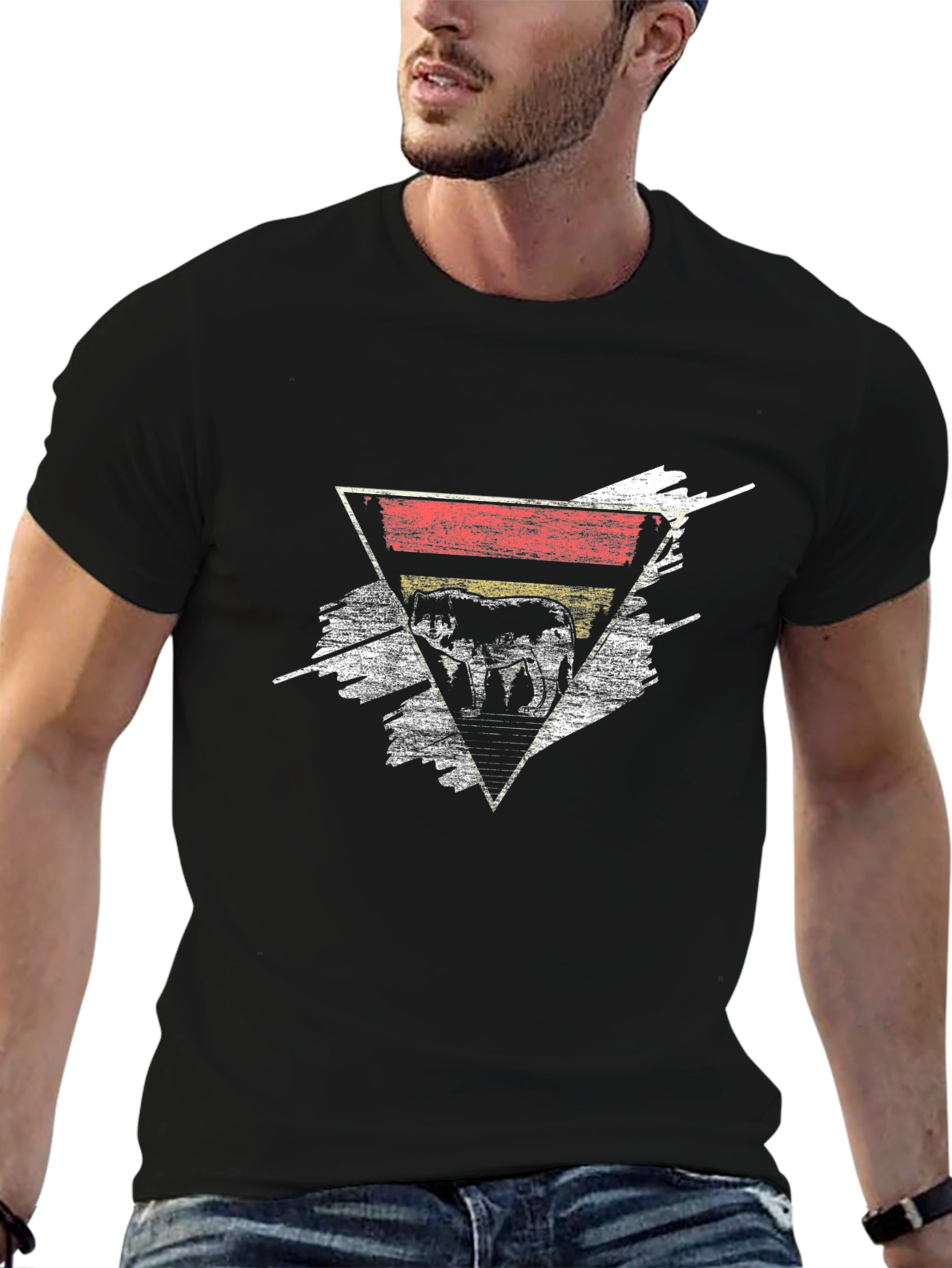 Elephant Triangle Graphic Print T-Shirt