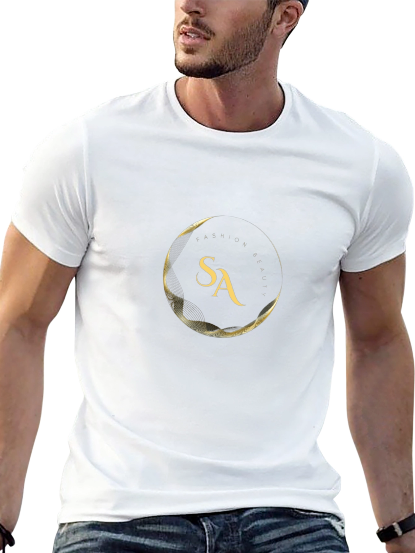 Fashion & Beauty Black T-Shirt with Gold Logo