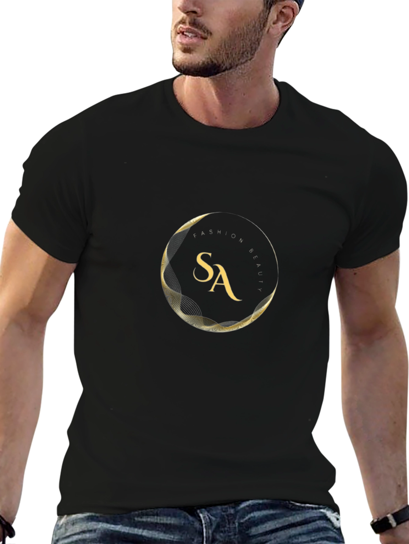 Fashion & Beauty Black T-Shirt with Gold Logo