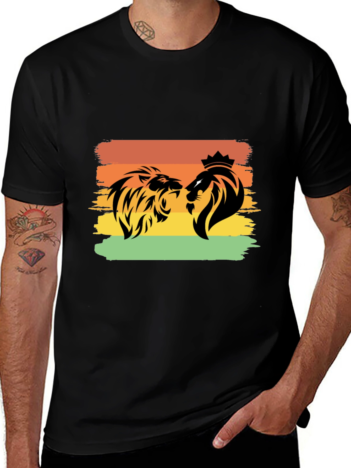 Lion Graphic Tee - Black Short Sleeve T-Shirt