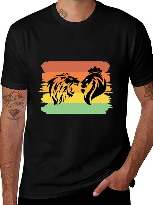 Lion Graphic Tee - Black Short Sleeve T-Shirt