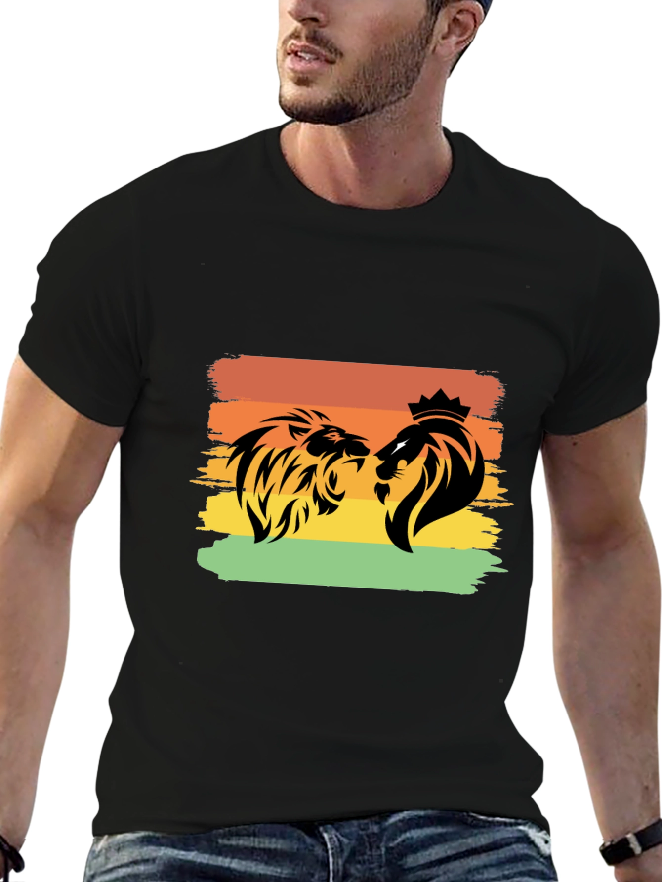 Lion Graphic Tee - Black Short Sleeve T-Shirt