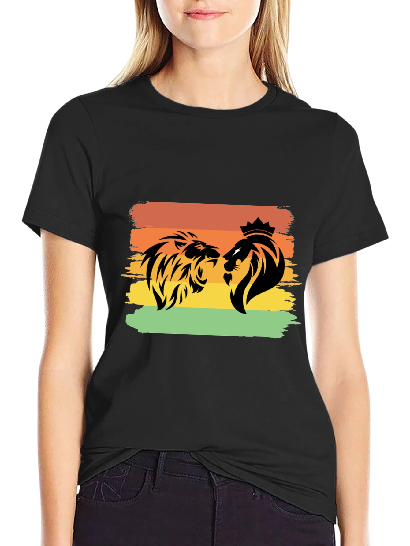 Lion Graphic Tee - Black Short Sleeve T-Shirt