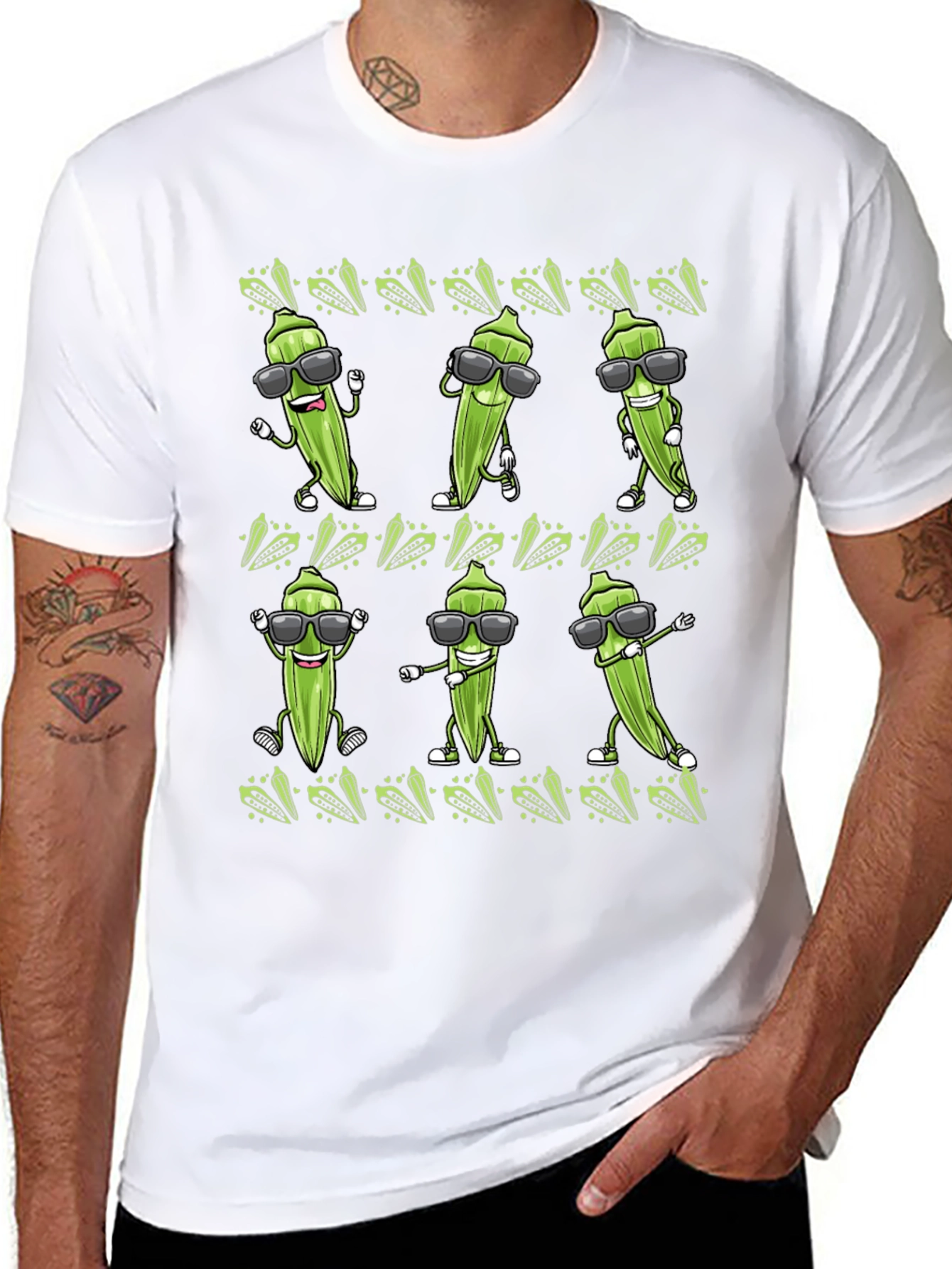 Cool Okra Pattern T-Shirt