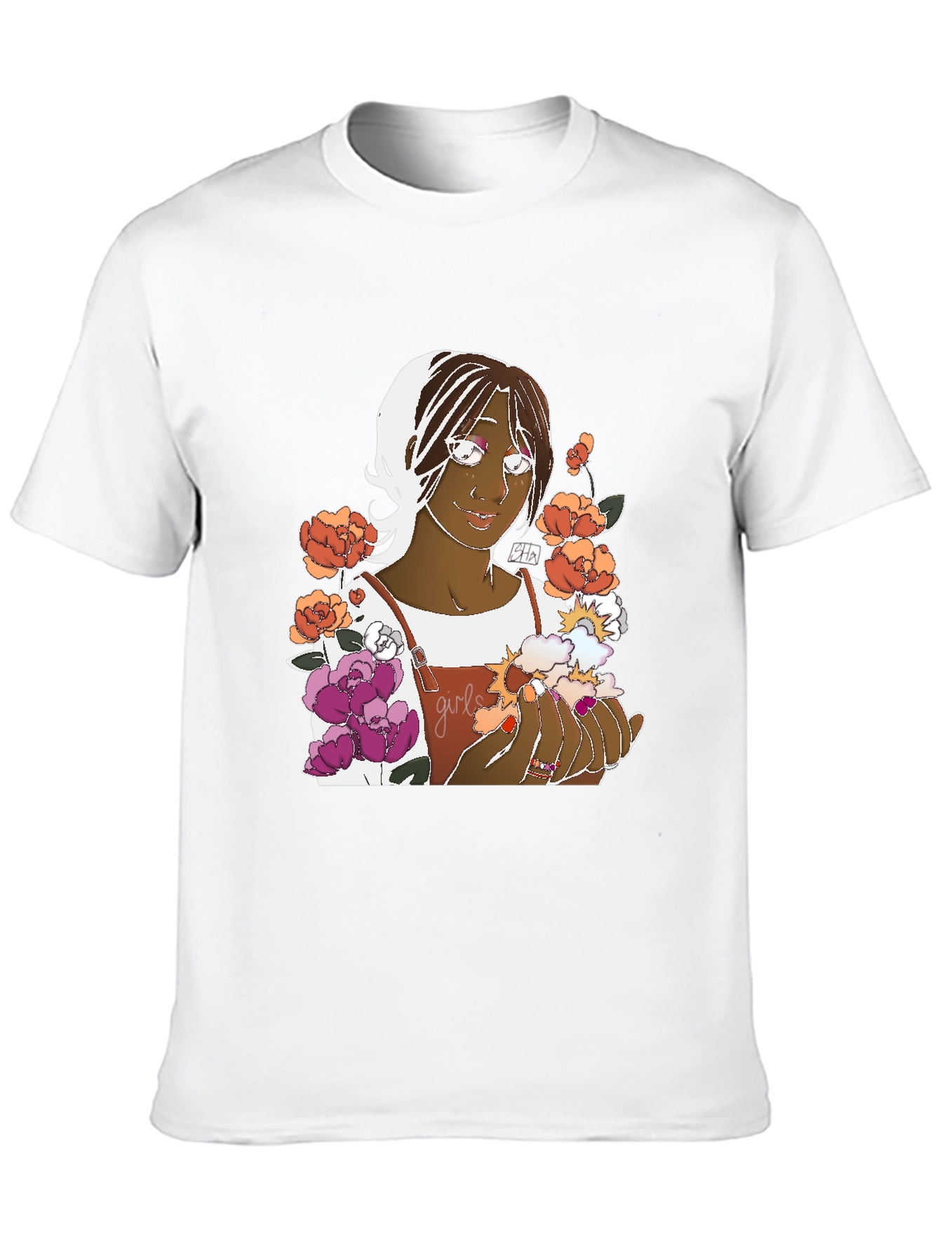 Floral Graphic Tee - Black Cotton Unisex
