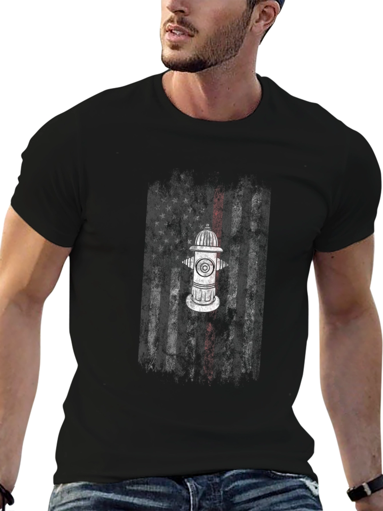 Fire Hydrant American Flag Graphic Tee