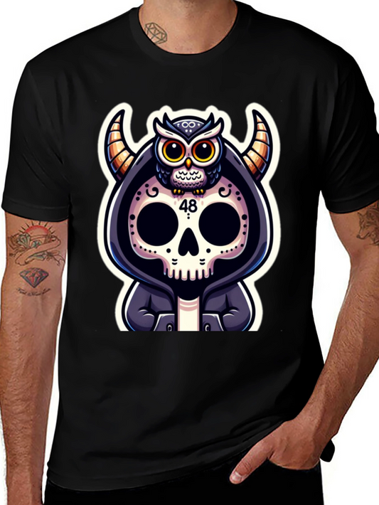 Skull Owl Devil Graphic T-Shirt