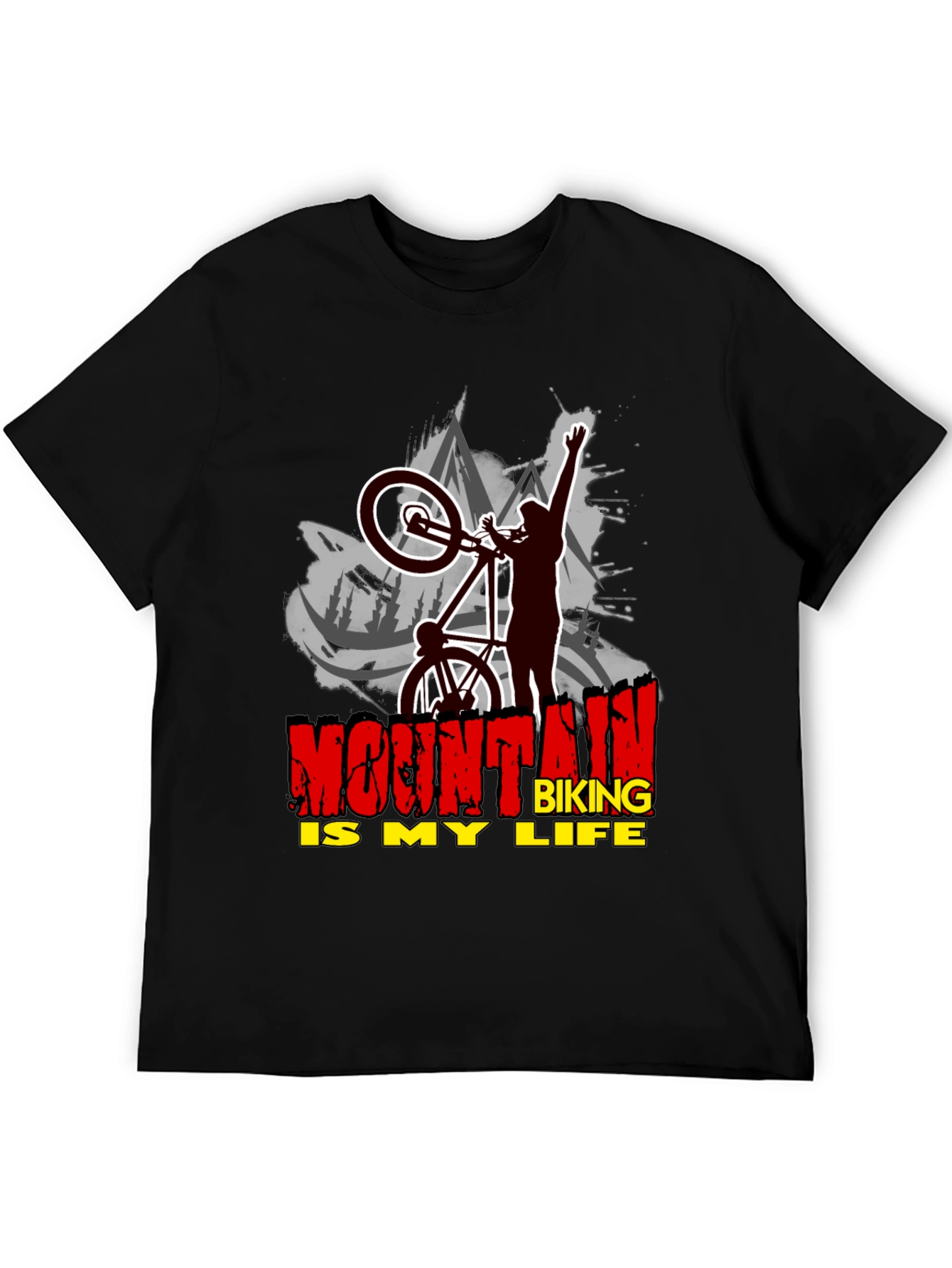 Mountain Biking Is My Life Black T-Shirt