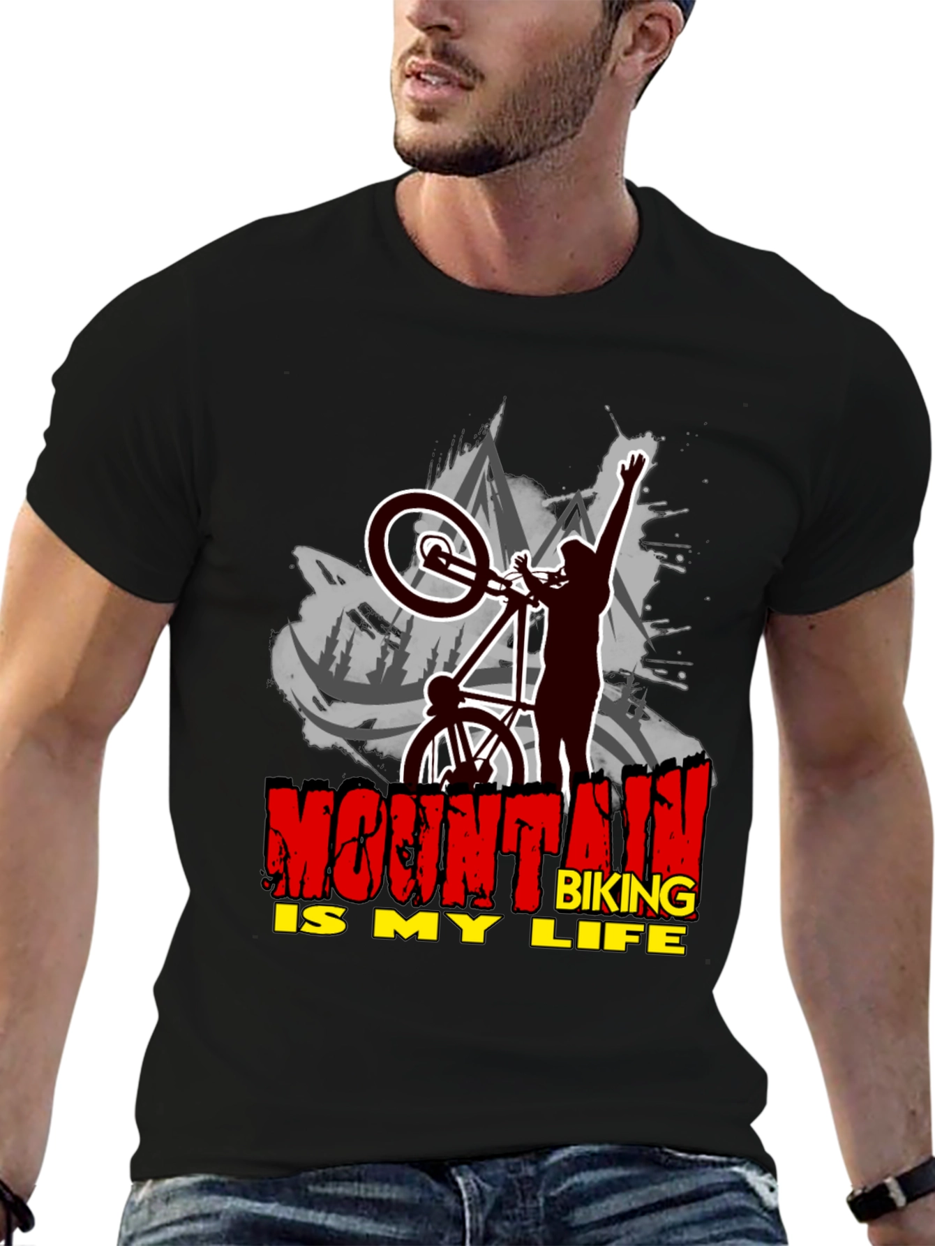 Mountain Biking Is My Life Black T-Shirt