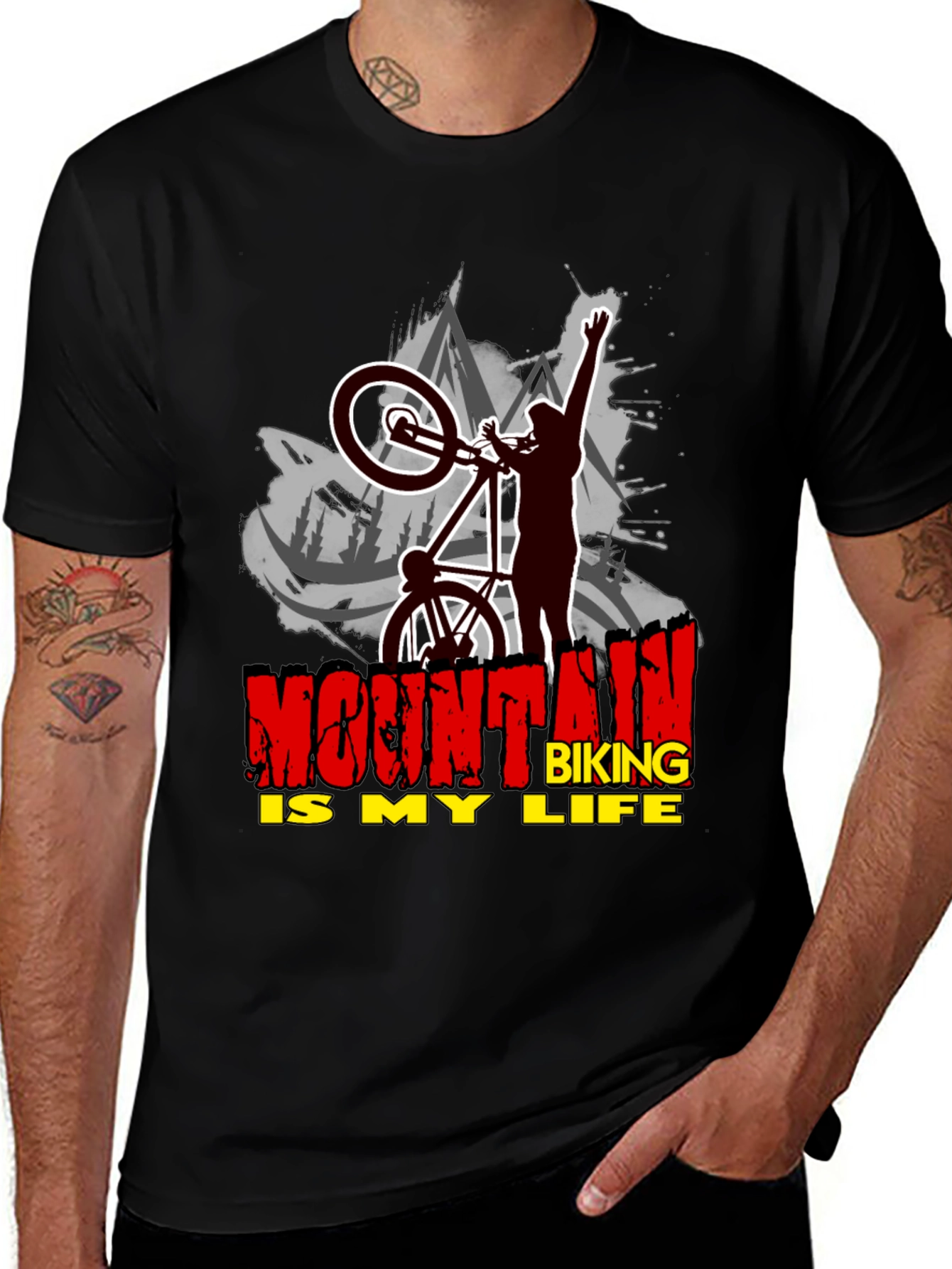 Mountain Biking Is My Life Black T-Shirt