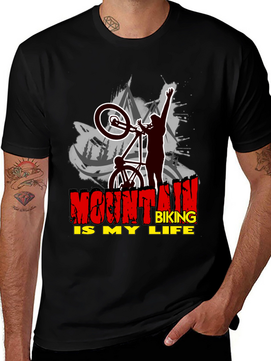 Mountain Biking Is My Life Black T-Shirt
