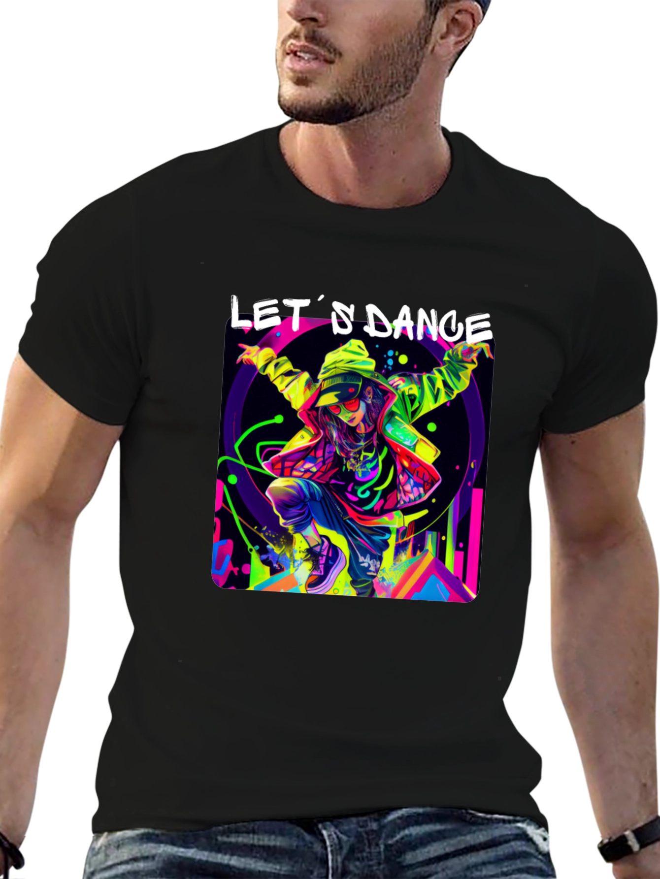 Lets Dance Graphic Tee - Stylish Black T-Shirt