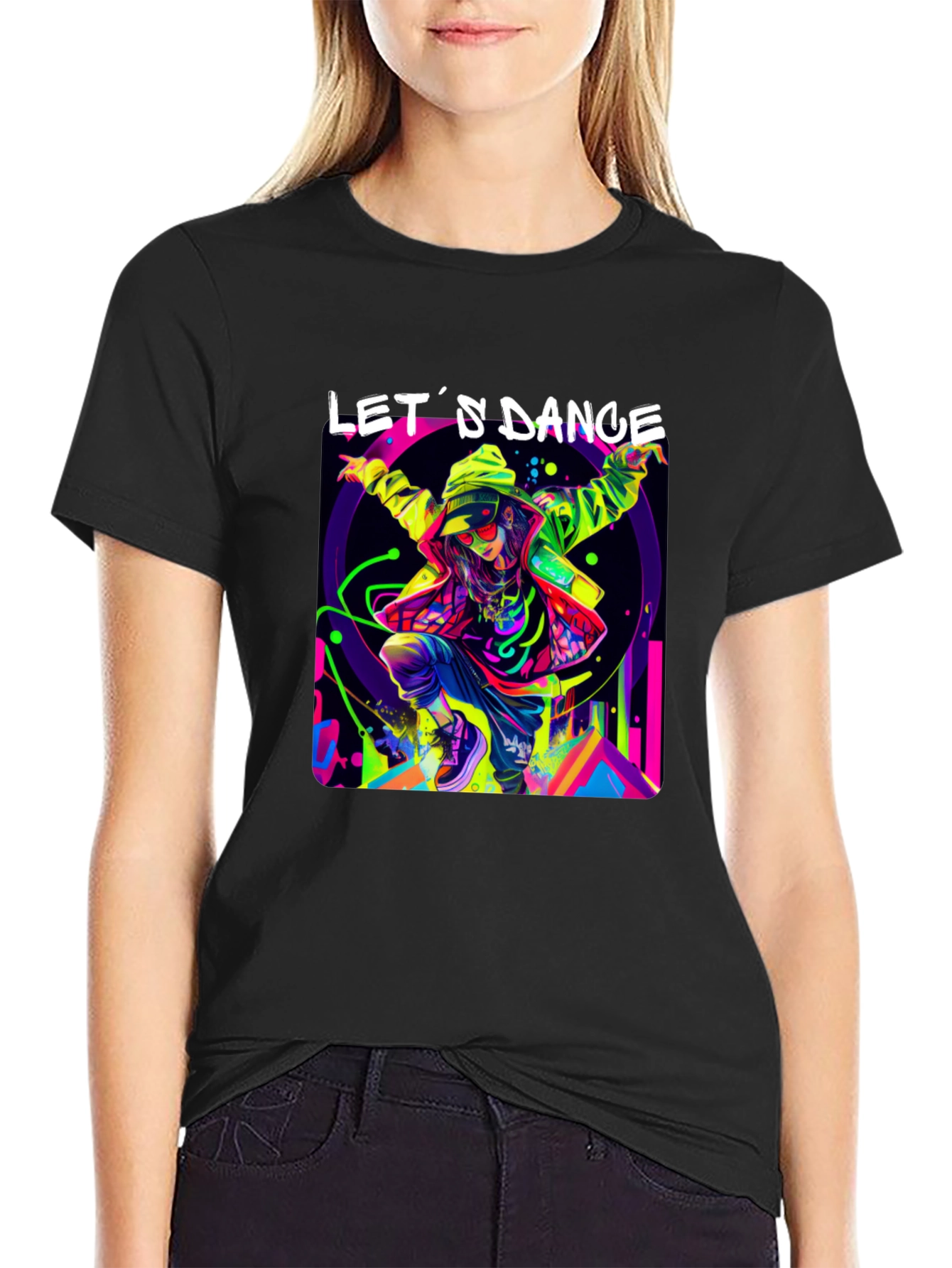 Lets Dance Graphic Tee - Stylish Black T-Shirt