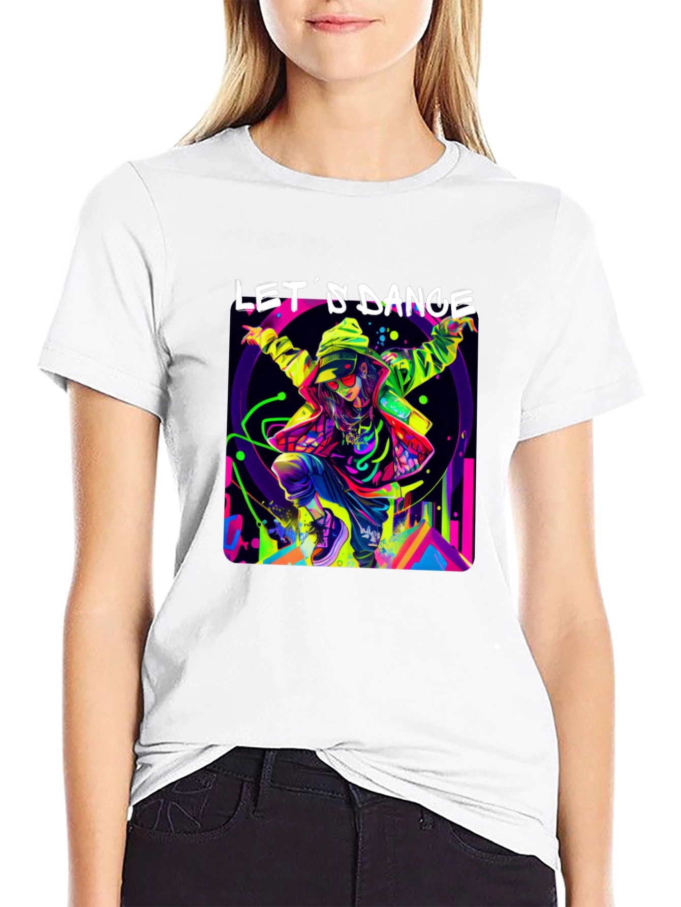 Lets Dance Graphic Tee - Stylish Black T-Shirt