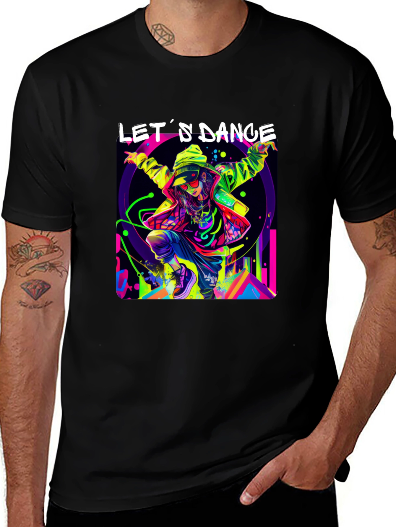 Lets Dance Graphic Tee - Stylish Black T-Shirt